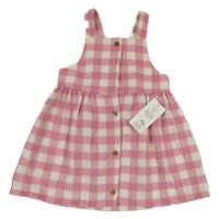 Nové - Ružovo-biele kockované vlnené prepínaci šaty F&F