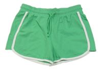 Zelené teplákové kraťasy a bílým lemem F&F