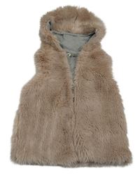 Světlerůžová kožešinová podšitá vesta s kapucí Next