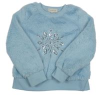 Svetlomodrá chlpatá mikina s vločkou