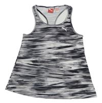 Černo-šedo-bílý vzorovaný sportovní funkční top Puma