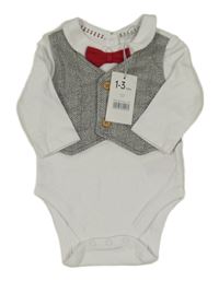 Nové - Bílé body s vestou a motýlkem Mothercare