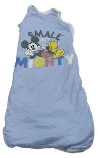 Modro-pruhovaný bavlněný zateplený spací pytel s Mickeym