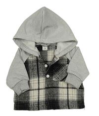 Kostkovano-sivá bunda s kapucňou Shein