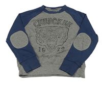 Sivo-tmavomodrá mikina s tigrom Cherokee