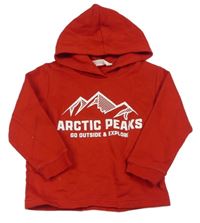 Červená mikina s horami a kapucňou H&M