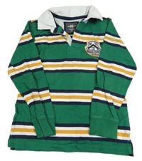 Zelené polo triko s proužky a nášivkami H&M