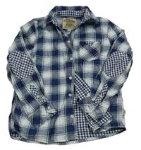 Tmavomodro-světlemodro-biela kockovaná košeľa Kanz