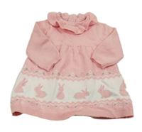 Svetloružové svetrové šaty so zajačikmi Nutmeg