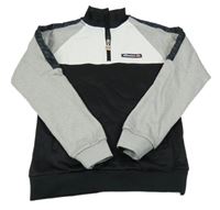 Černo-bílo-šedá sportovní mikina s logem Ellesse
