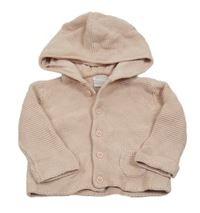 Světlerůžový propínací svetr s kapucí Mamas&Papas