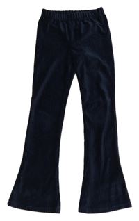 Tmavomodré sametové žebrované flare kalhoty Zeeman