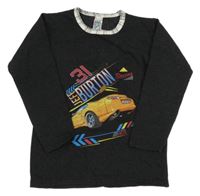 Antracitová mikina s autom a nápisom