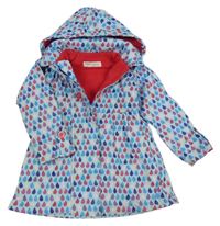 Svetlomodrá nepromokavá jarná parka s kapičkami a kapucňou Minoti