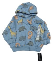 Nové - Světlemodrá mikina se zvířátky a kapucí Dunnes