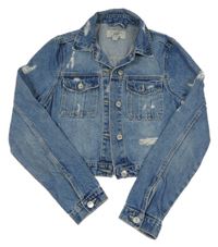 Světlemodrá riflová crop bunda s prošoupáním New Look 