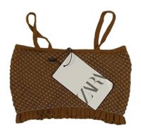 Nové - Hnedo-modrý úpletový bandeau top Zara