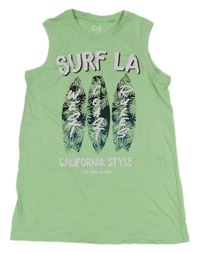 Svetlozelené tielko so sufrmi a nápisom C&A