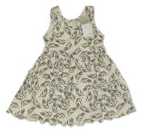 Nové - Smotanové bavlnené šaty s listami Primark