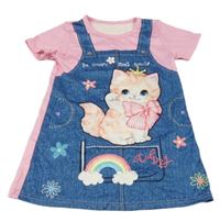 Modro-ružové šaty s mačičkou