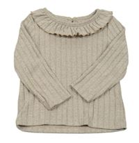 Béžový rebrovaný sveter s volánikmi Primark