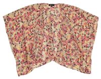 Broskvový šifónový voľné ý cardigan s kvetmi New Look