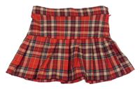 Červeno-farebná kockovaná skladaná sukňa H&M
