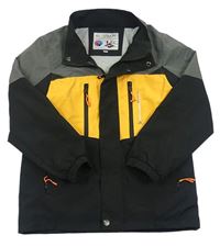 Čierno-oranžovo-tmavosivá šušťáková jarná funkčná bunda