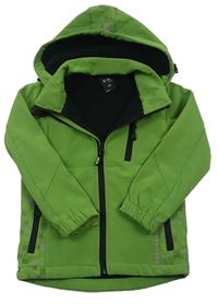 Zelená softshellová bunda se vzorem a odepínací kapucí Kaku