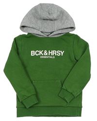 Tmavozelená mikina s logem a kapsou a kapucí BECK&HERSEY
