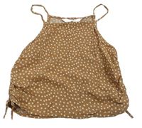 Hnedo-biely kvetovaný blúzková ý crop top s nařasením H&M