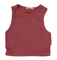 Staroružový rebrovaný crop top Candy Couture