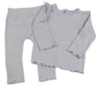 2Set - Světlefialové melírované úpletové mikinotriko s volánky + turecké nohavice