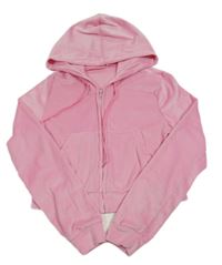 Ružová plyšová prepínaci crop mikina s kapucňou