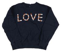 Tmavomodrá mikina s nápisem z květů MONOPRIX TEENS