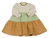 Světlebéžovo-kaki-medové šaty s kvietkami ASBB