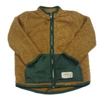 Hnedá huňatá bunda s nášivkou so cute