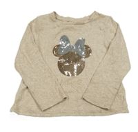 Béžové melírované mikinotriko s Minnie z flitrů a čipkou PRIMARK