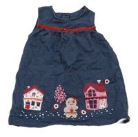 Tmavomodré melírované teplákové šaty s perníčkem a domečky George