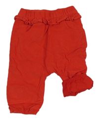 Červené manšestrové podšité turecké kalhoty s volánkem ORCHESTRA