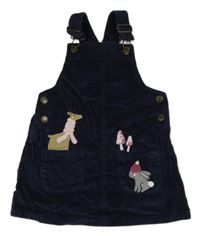 Tmavomodré manšestrové šaty se zvířátky a muchomůrkami Tu