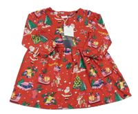 Nové - červené melírované vánoční šaty s obrázky Next