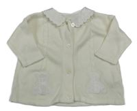 Smotanový pletený prepínaci sveter s medvedíkmi a vzorom a golierikom M&S