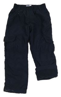 Tmavomodré cargo šusťákové podšité kalhoty Topolino