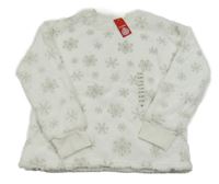 Nové - biela chlpatá mikina s vločkami St. Bernard