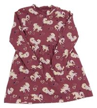 Vínovohnědé šaty s jednorožcami a srdiečkami BLUE SEVEN