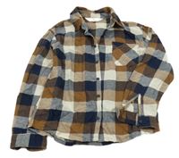 Hnědo-tmavomodro-bílá kostkovaná košile H&M