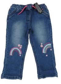 Nové - modré skinny teplákové rifle s duhami St. Bernard