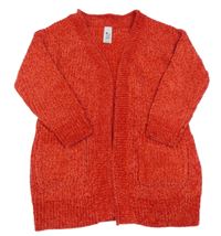 Červený melírovaný žinylkový svetrový cardigan C&A