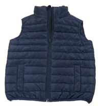 Tmavomodrá prešívaná šušťáková zateplená vesta Benetton